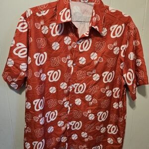 Stylish Red Baseball Print Men's Shirt